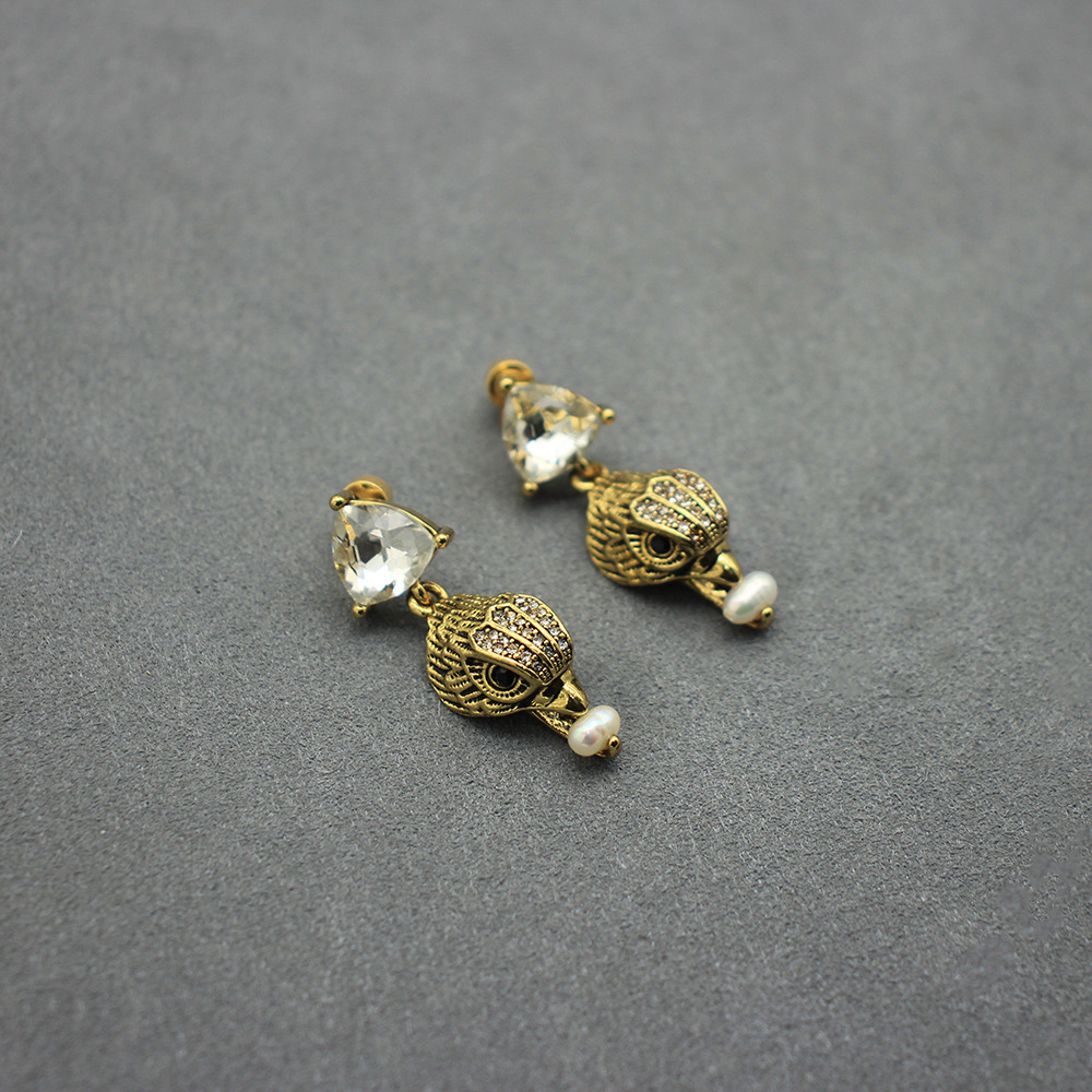 Women'S Eagles Accessories - Vintage Eagle Head Stud Oorbellen Zoetwater