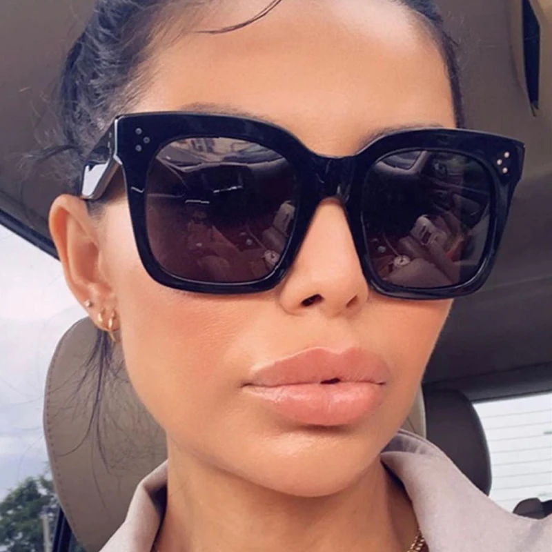 Sunglasses Oversized Square - Oversized vierkante zonnebril voor dames, retro
