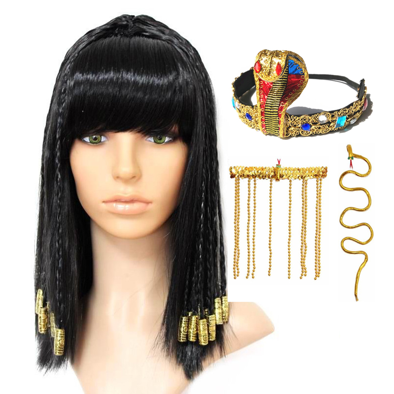 Women Accessories Egypt - Cleopatra Pruik Vrouw Egypte Koningin Zwart