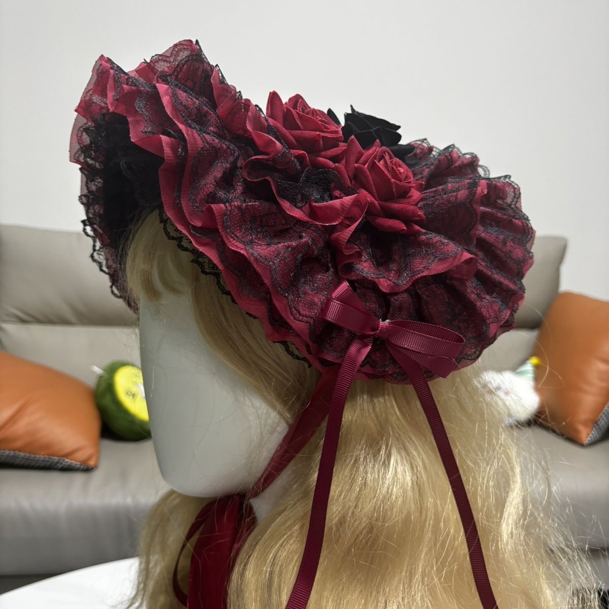 Women'S Victorian Era Accessories - Originele gotische motorkaphoed zwart rood klein