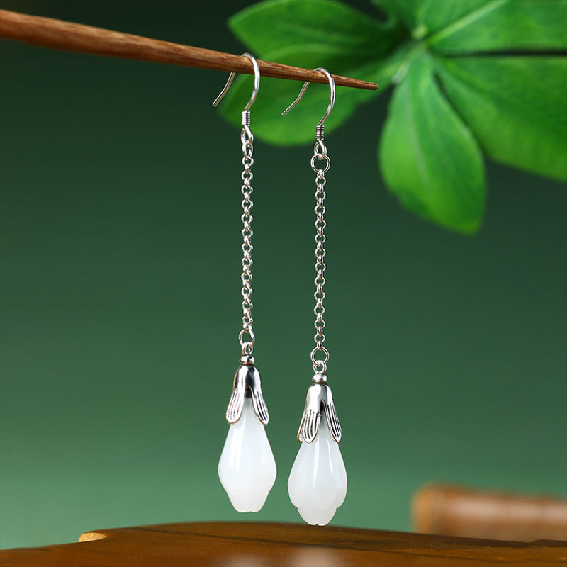Witte echte jade bloem oorbell - Women'S Yellow Accessories recensie en prijs