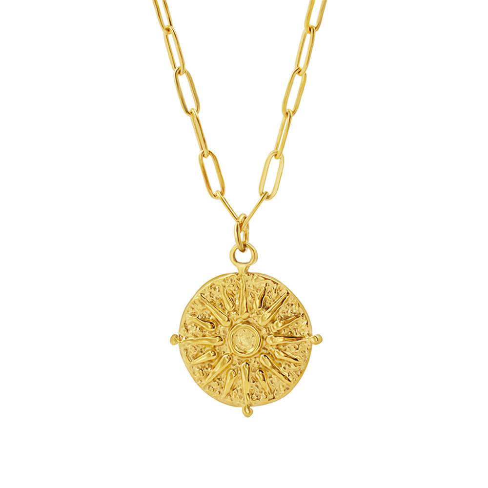 Roestvrij staal ronde zon munt - Coin Necklace Delicate recensie en prijs